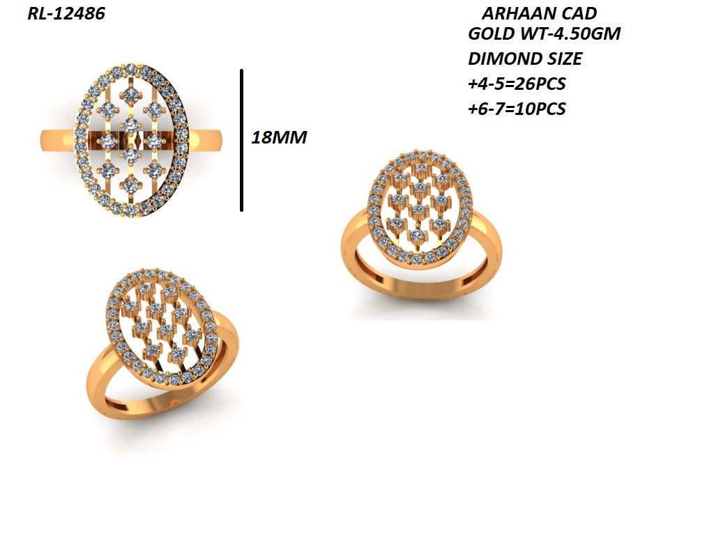 Oval Frame Diamond Designer Ring