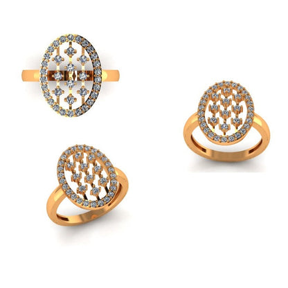 Oval Frame Diamond Designer Ring