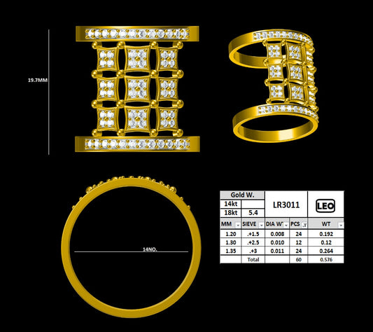 Geometric Grid Diamond Cocktail Ring