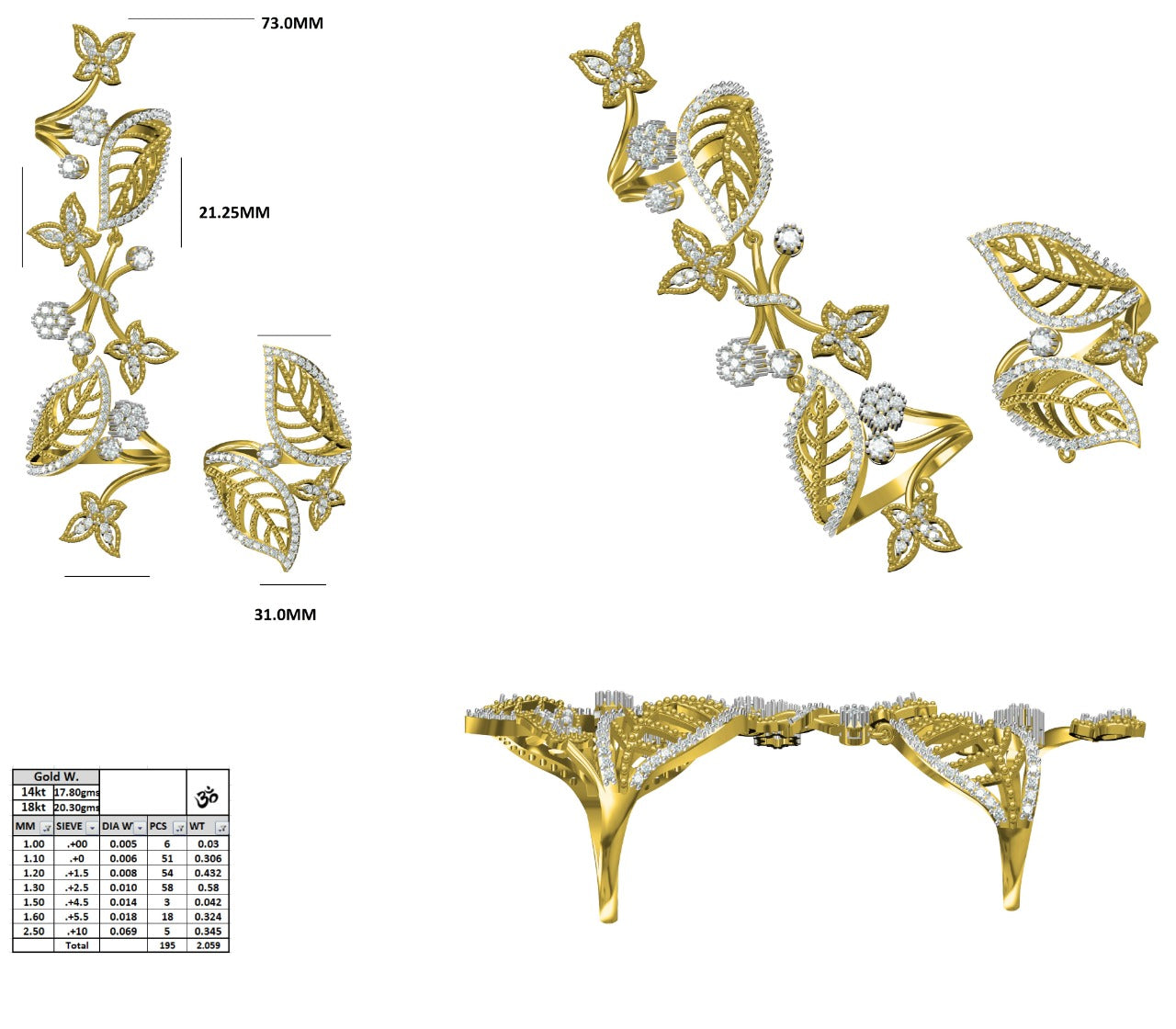 Nature Inspired Floral Leaf Diamond Ring