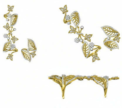 Nature Inspired Floral Leaf Diamond Ring