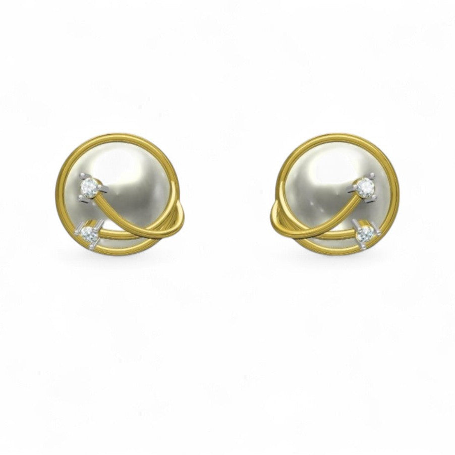 Aurora Pearl Diamond Stud Earrings