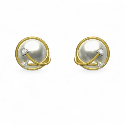 Aurora Pearl Diamond Stud Earrings