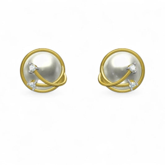 Aurora Pearl Diamond Stud Earrings