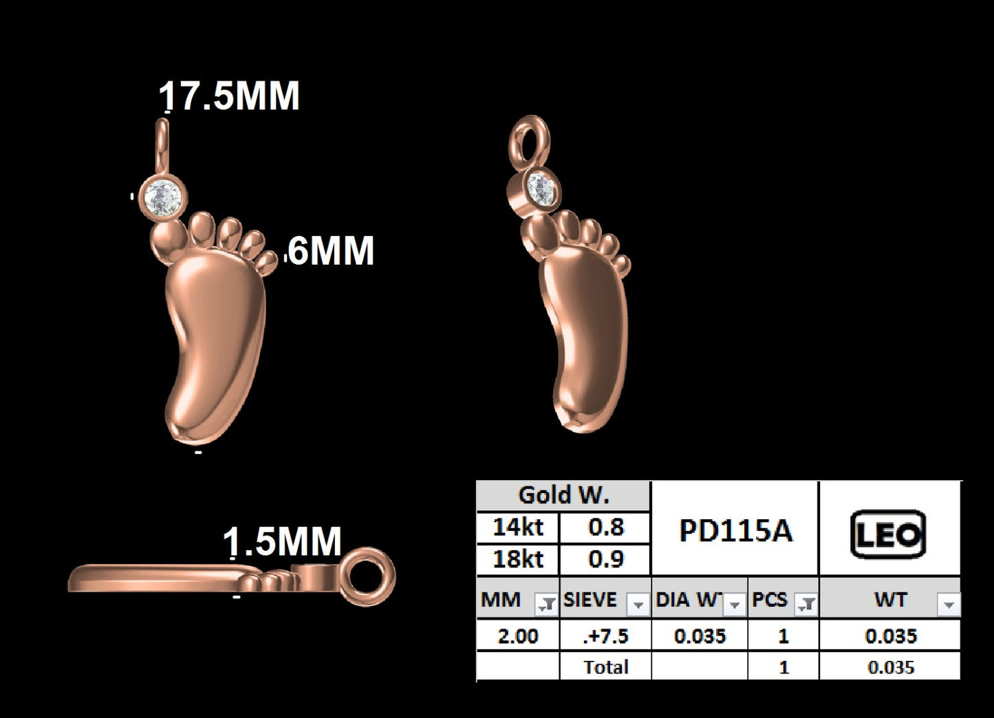 Baby Foot Diamond Pendant