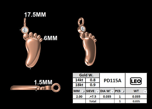 Baby Foot Diamond Pendant