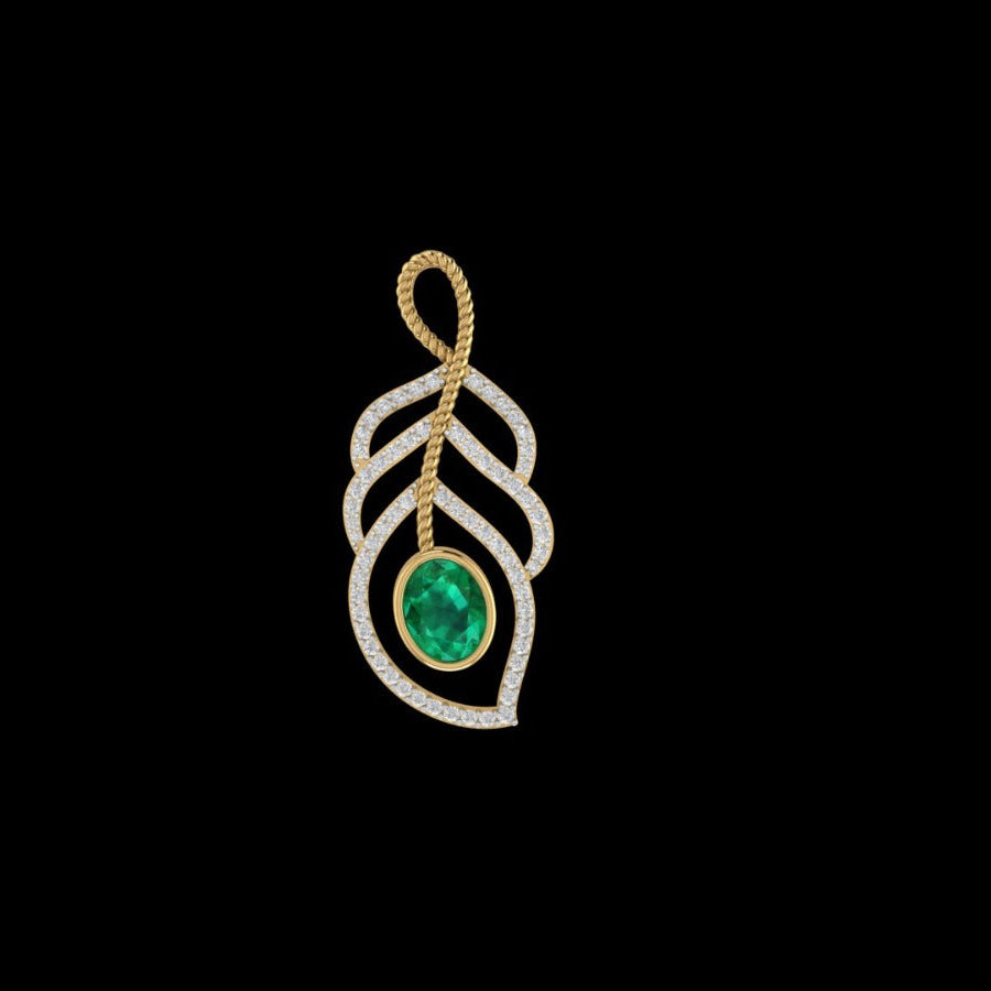 Peacock Feather Gemstone & Diamond Pendant