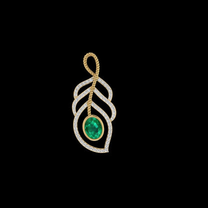 Peacock Feather Gemstone & Diamond Pendant