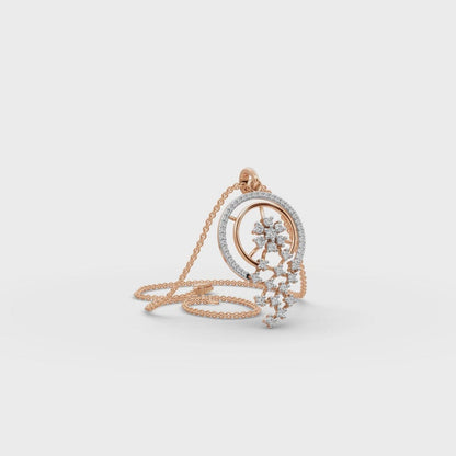 Radiant Halo Cascade Diamond Pendant and Earring Set