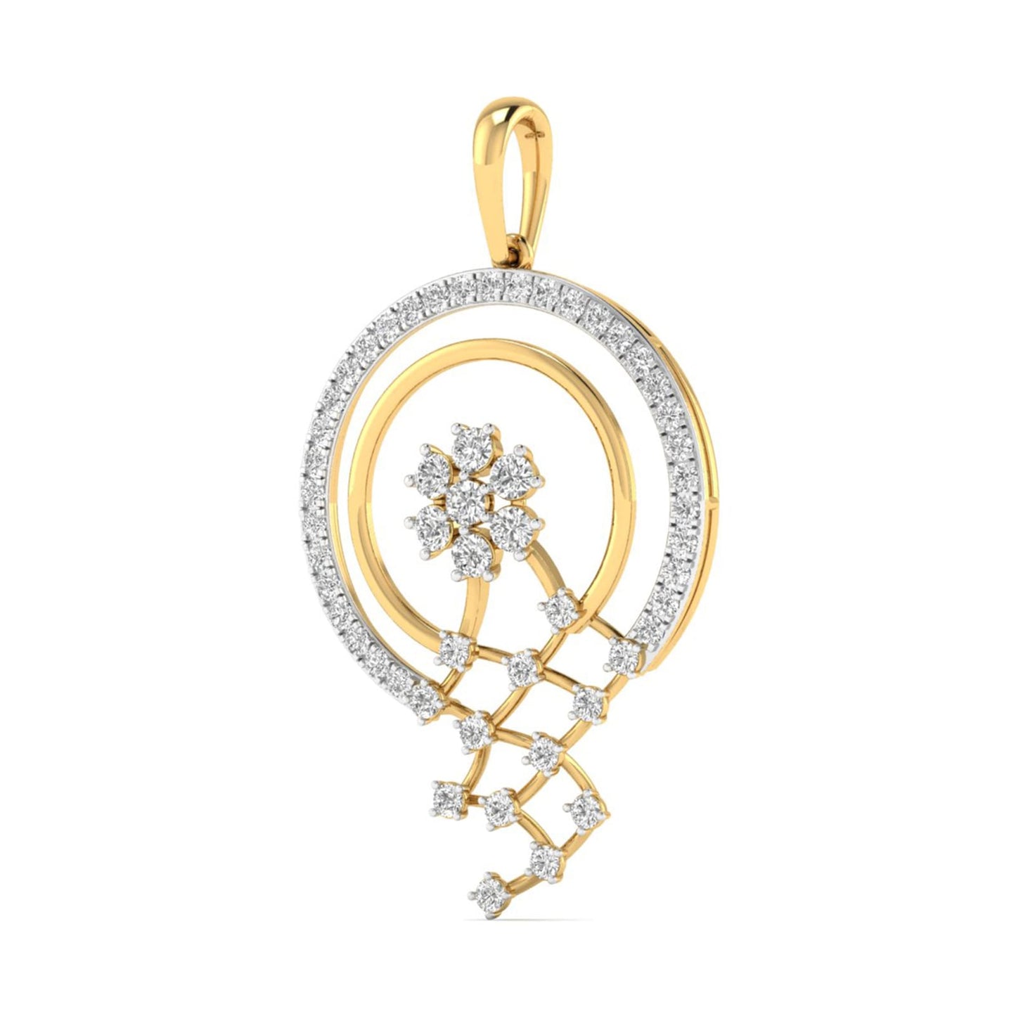 Radiant Halo Cascade Diamond Pendant and Earring Set