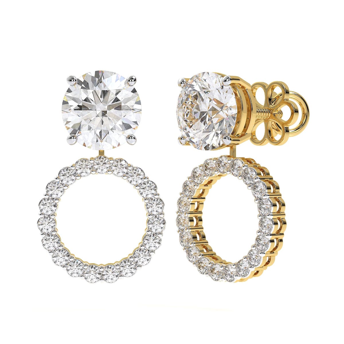 Detachable Halo Solitaire Stud Earrings