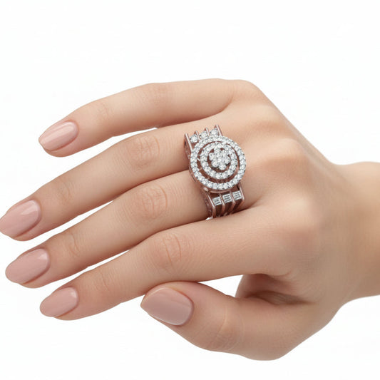 Bold Multi Layered Diamond Statement Ring