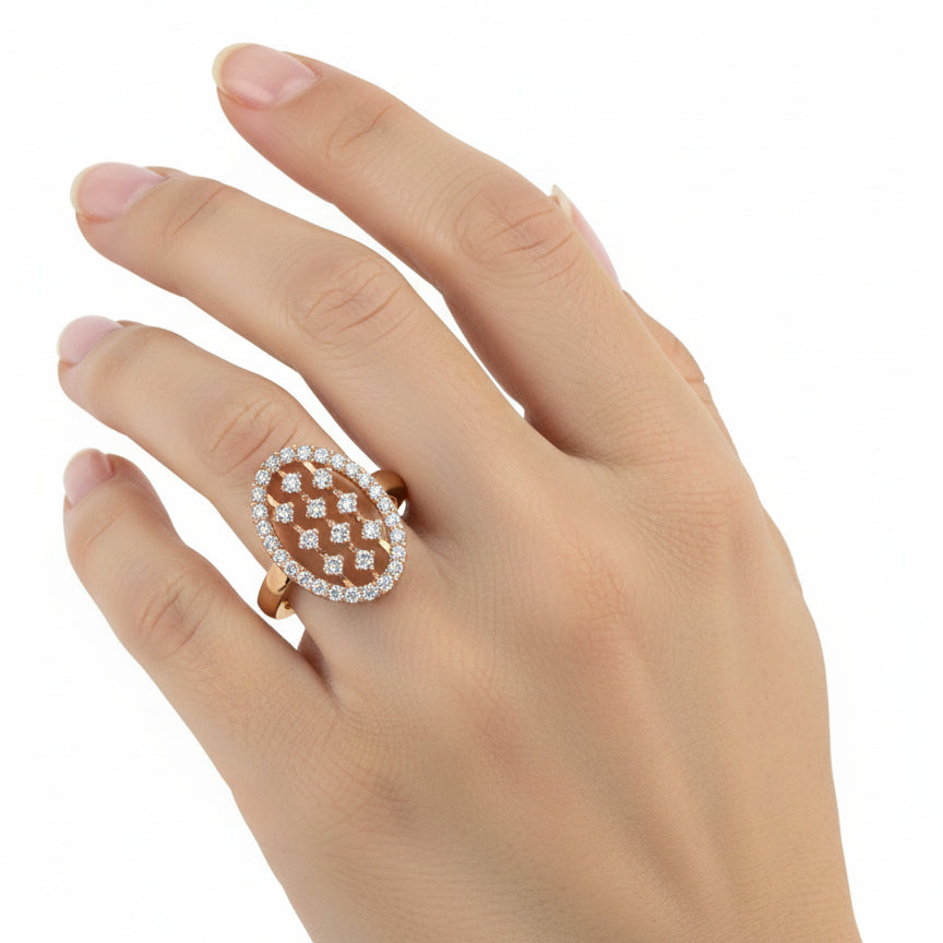 Oval Frame Diamond Designer Ring