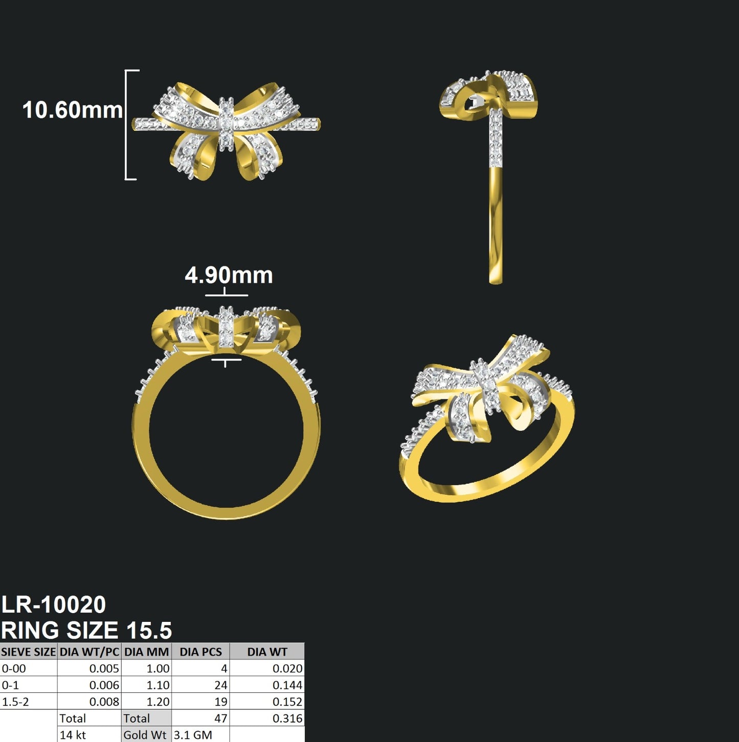 Sparkling Bow Knot Diamond Ring