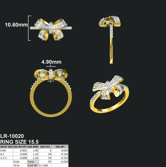 Sparkling Bow Knot Diamond Ring