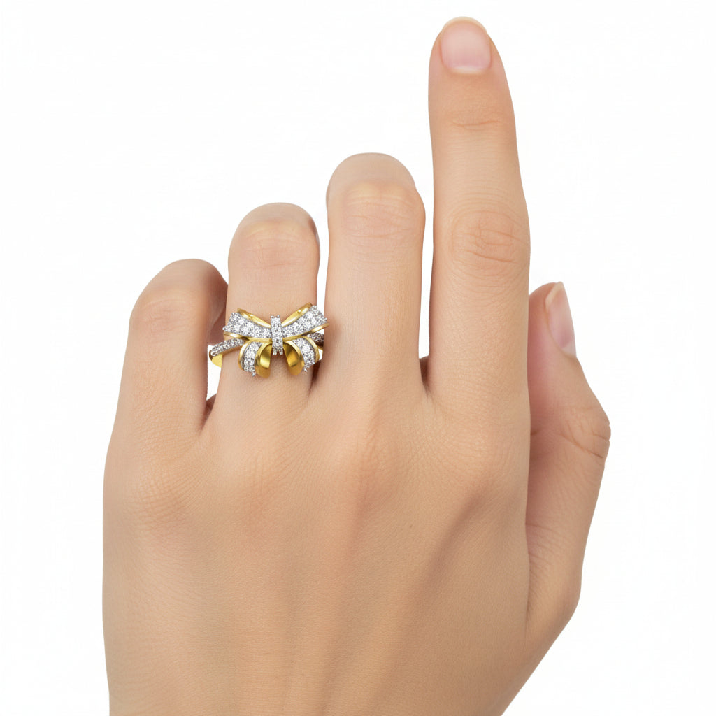 Sparkling Bow Knot Diamond Ring
