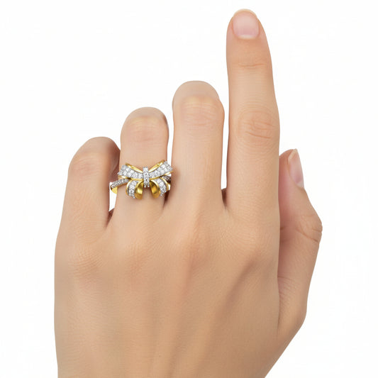 Sparkling Bow Knot Diamond Ring