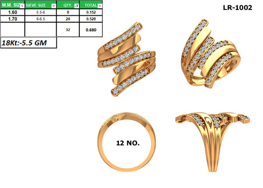 Wave Pattern Modern and Stylish Diamond Ring
