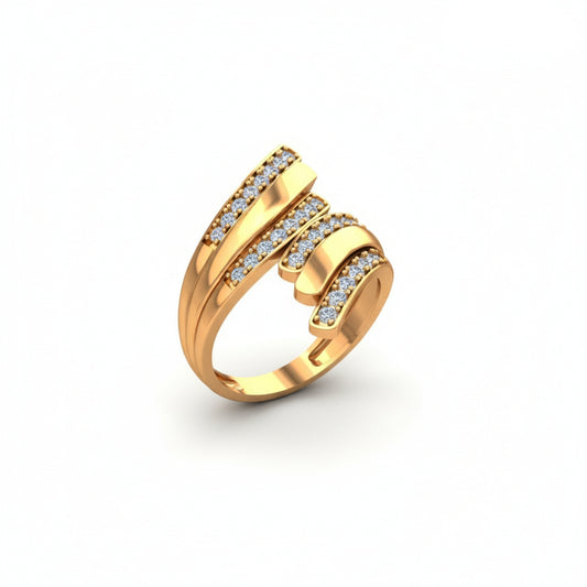 Wave Pattern Modern and Stylish Diamond Ring