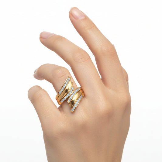 Wave Pattern Modern and Stylish Diamond Ring