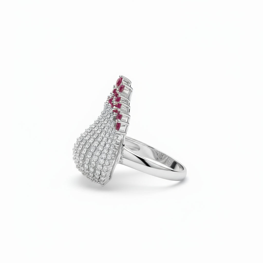 Ruby and Diamond Crown Ring Royal Designer Piece