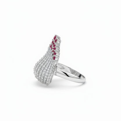 Ruby and Diamond Crown Ring Royal Designer Piece