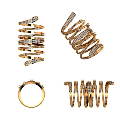 Multi Layer Spiral Diamond Ring