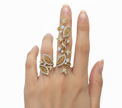 Nature Inspired Floral Leaf Diamond Ring