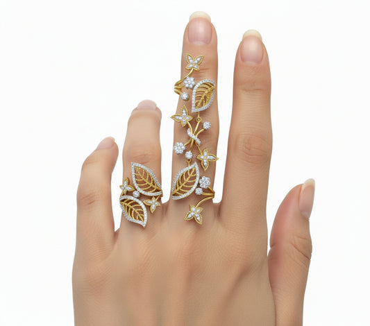 Nature Inspired Floral Leaf Diamond Ring