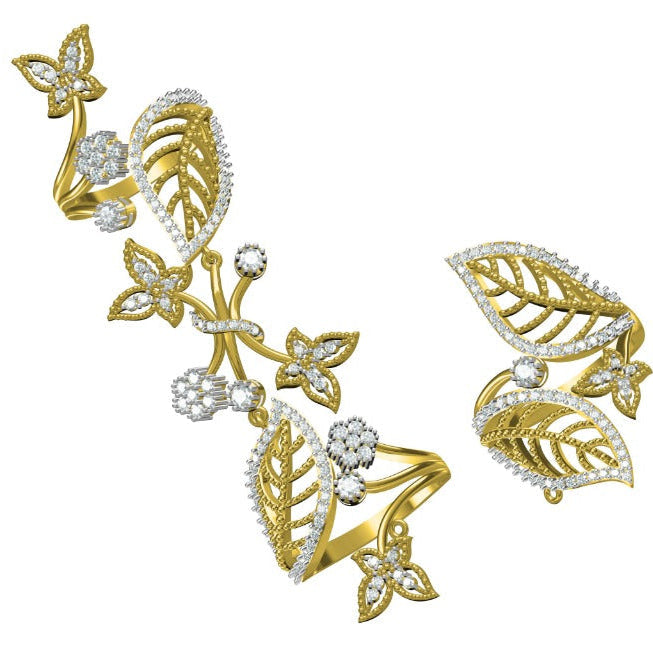 Nature Inspired Floral Leaf Diamond Ring