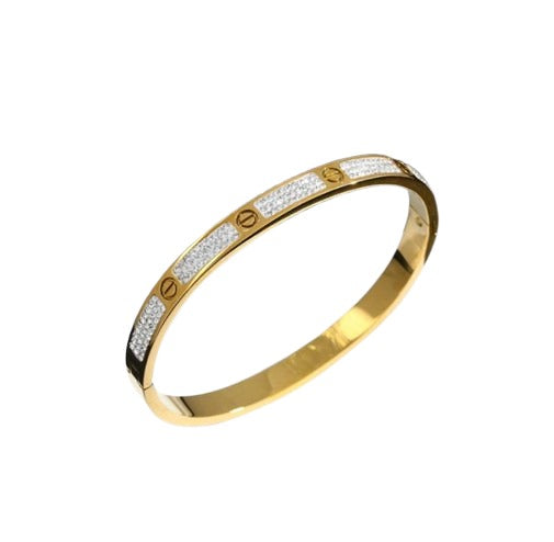 Luxury Screw Motif Design Diamond Bangle Bracelet