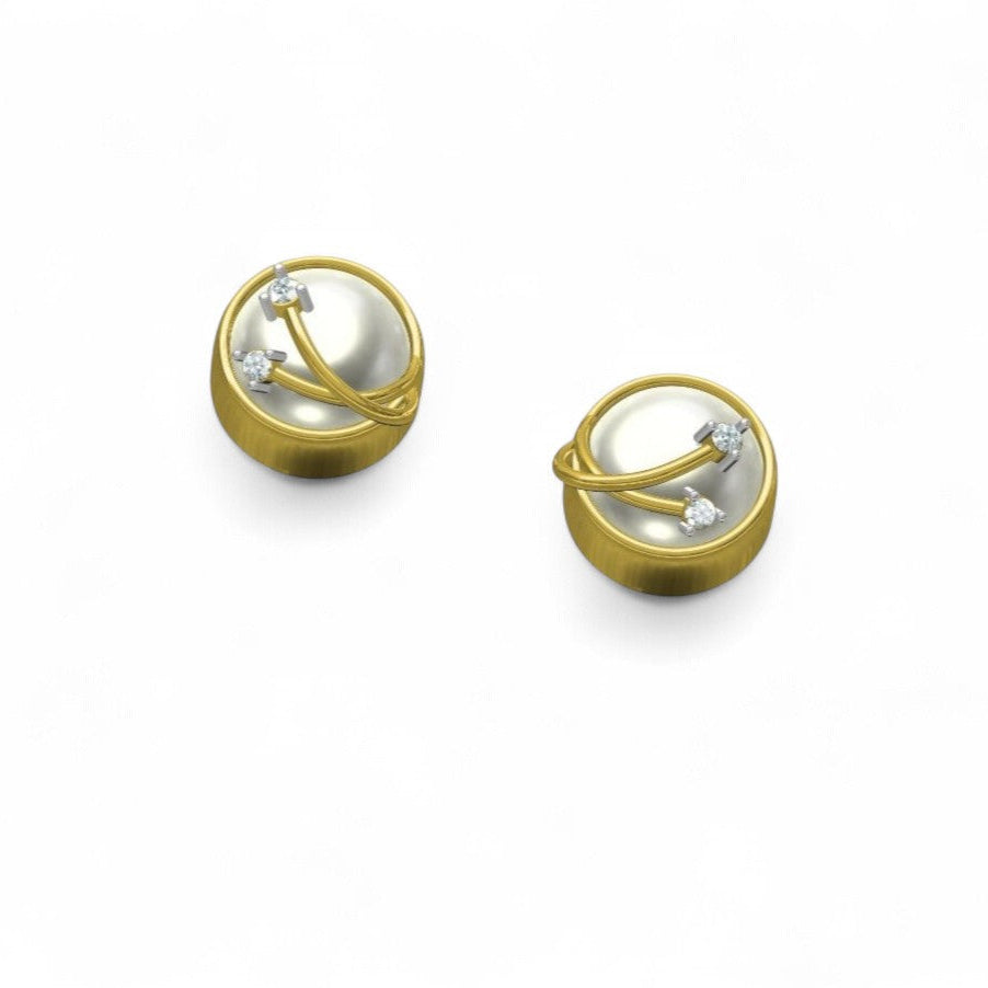 Aurora Pearl Diamond Stud Earrings