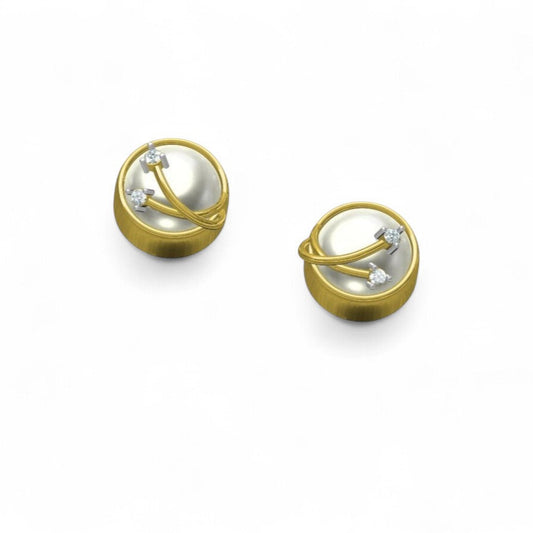 Aurora Pearl Diamond Stud Earrings