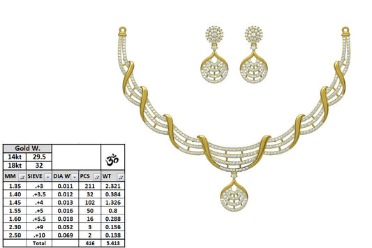 Luxury Gold Diamond Necklace Set