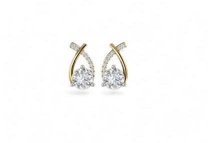 Elegant 2 Tone Gold Diamond Earrings
