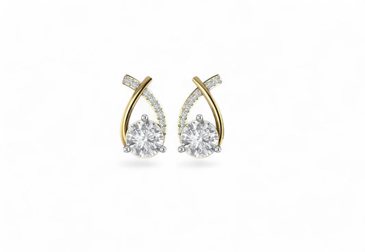 Elegant 2 Tone Gold Diamond Earrings