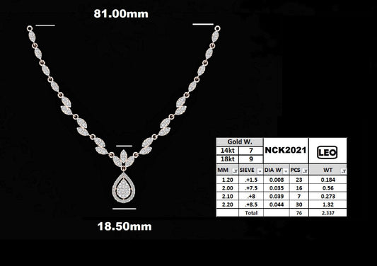 Classic White Gold Diamond Necklace with Teardrop Pendant