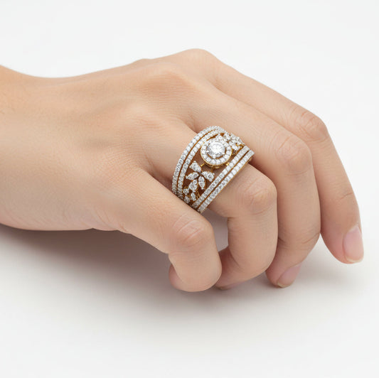 Royal Heritage Wide Diamond Band Ring