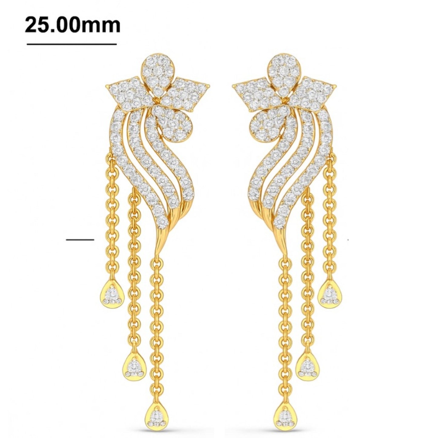 Golden Waves Diamond Drop Jhumka Earrings