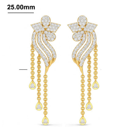 Golden Waves Diamond Drop Jhumka Earrings