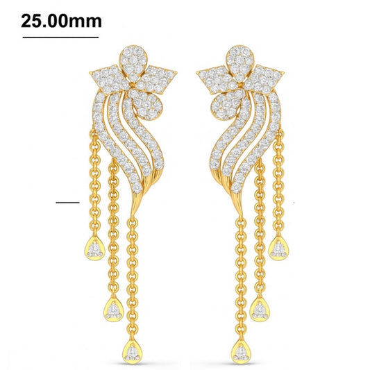 Golden Waves Diamond Drop Jhumka Earrings