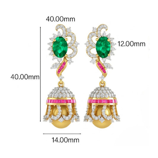Royal Emerald Pearl Jhumka Earrings