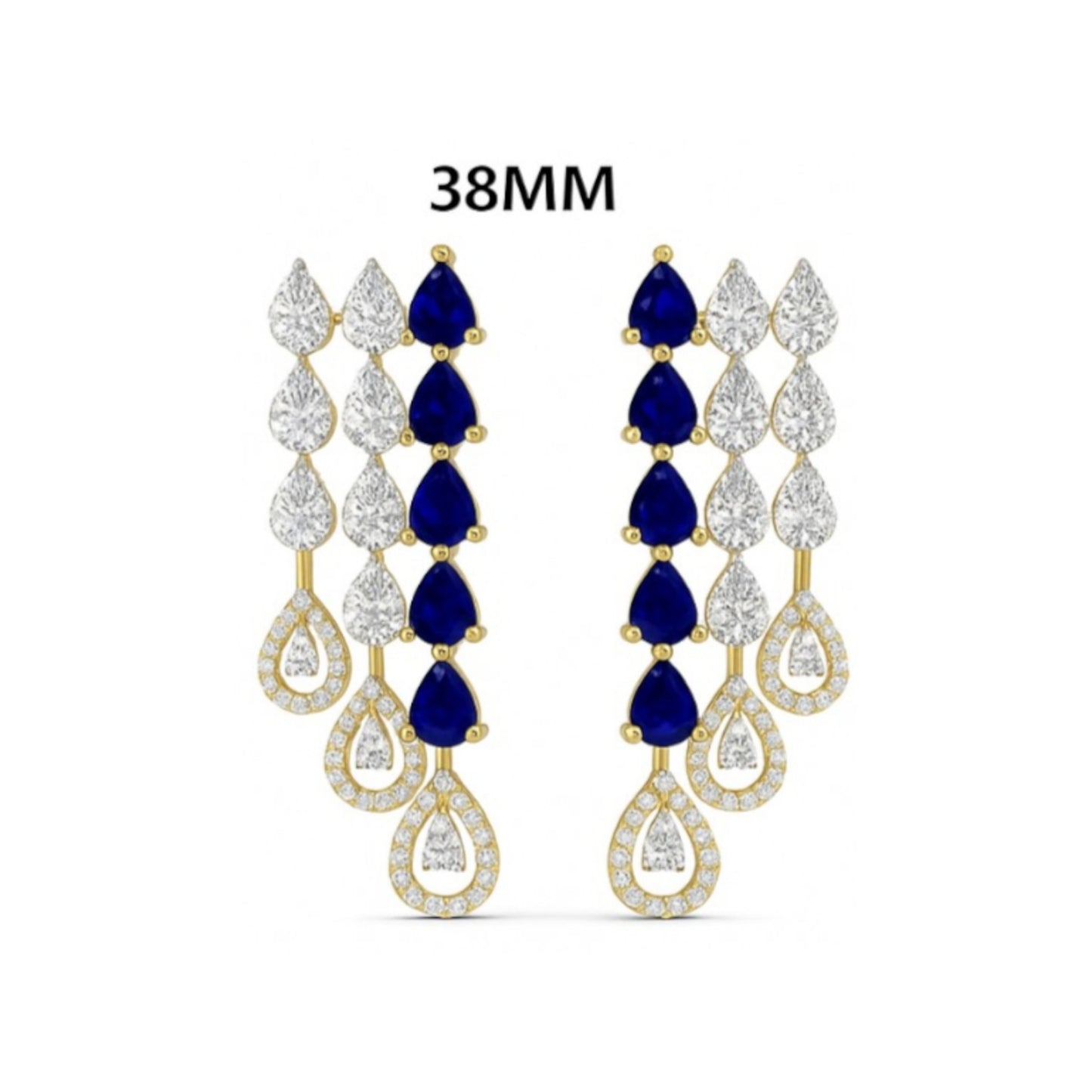 Blue Sapphire Cascade Jhumka Earrings