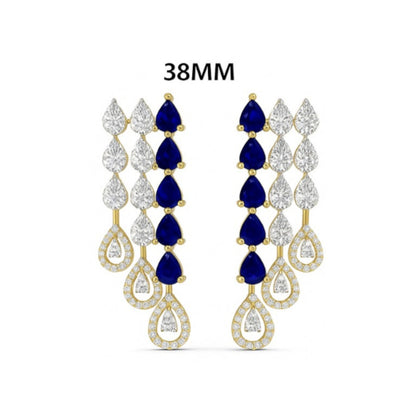 Blue Sapphire Cascade Jhumka Earrings