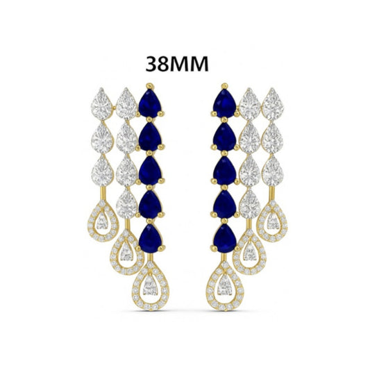 Blue Sapphire Cascade Jhumka Earrings