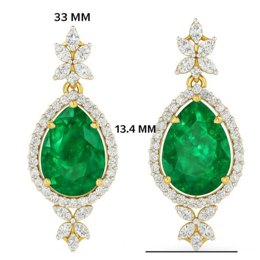 Emerald and Diamond Gold Earrings