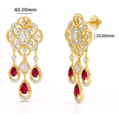 Ruby and Diamond Chandelier Earrings