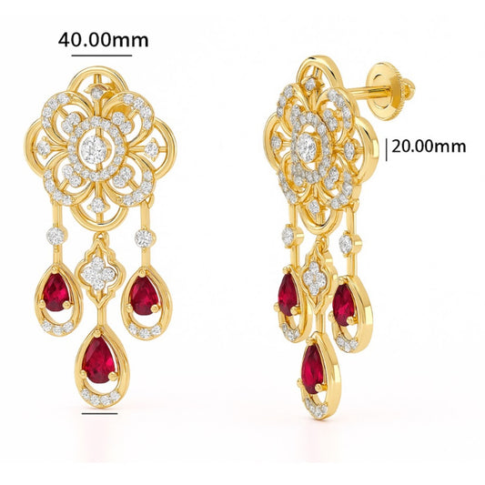 Ruby and Diamond Chandelier Earrings