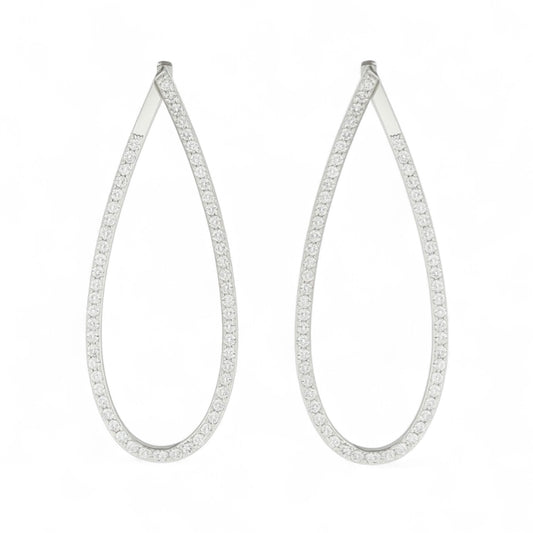 Teardrop Diamond Hoop Earrings