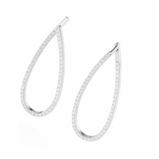 Teardrop Diamond Hoop Earrings